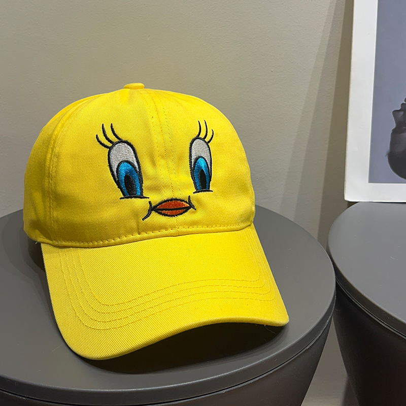 韩国鸭舌帽子女春夏可爱小黄鸭崔弟刺绣百搭宽檐显脸小遮阳棒球帽