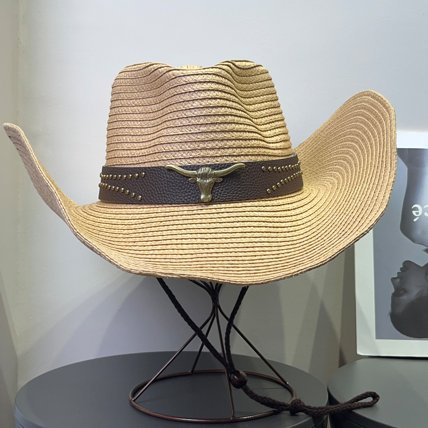 加长大帽檐牛仔草帽女夏季防晒遮阳帽户外登山防紫外线渔夫帽子男