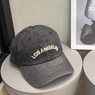 韩版 刺绣软顶鸭舌帽子显脸小潮男 复古牛仔棒球帽女秋百搭休闲美式