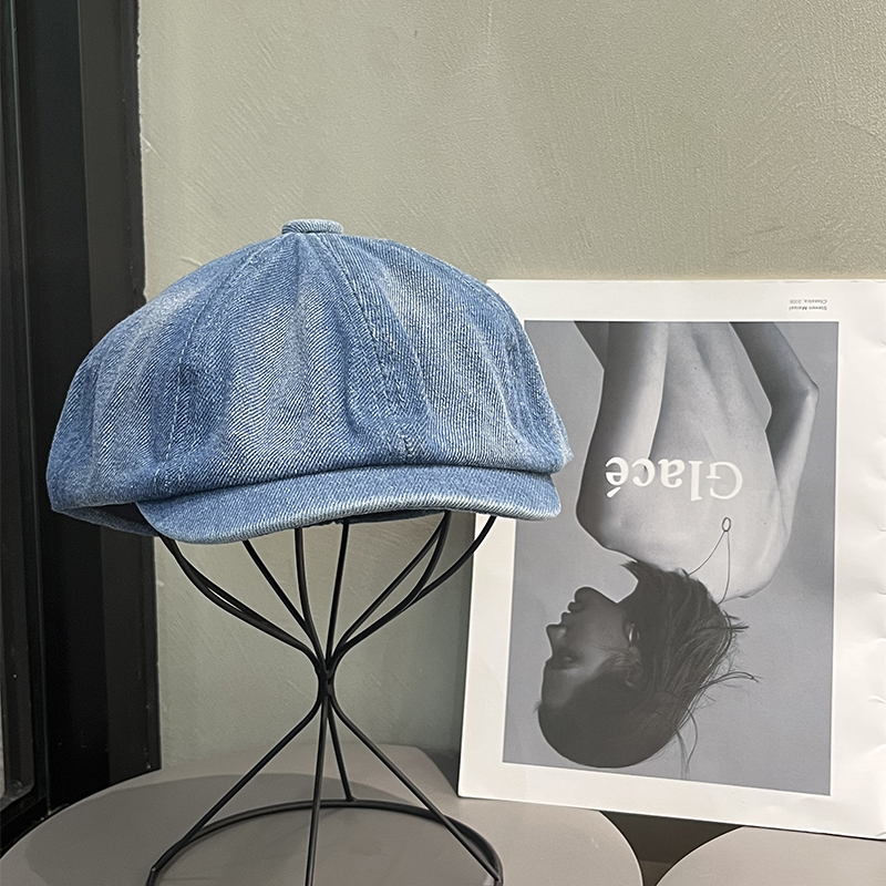 牛仔贝雷帽日系宽檐显脸小百搭潮