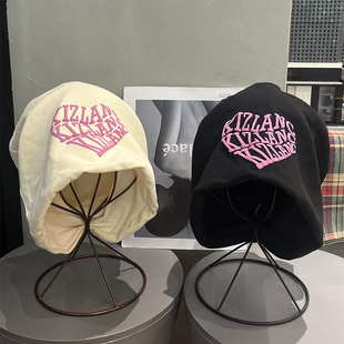 y2k辣妹爱心堆堆帽女宽松大头围月子帽显脸小百搭休闲包头冷帽潮