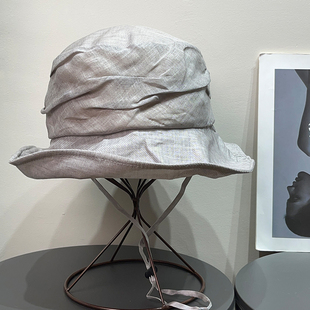 夏季 复古褶皱防晒渔夫帽子女旅游户外登山防紫外线遮阳显脸小盆帽