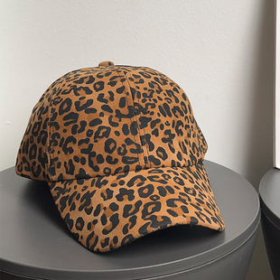 美式 ins千禧辣妹弯檐显脸小鸭舌帽子 复古废土风豹纹棒球帽女韩版