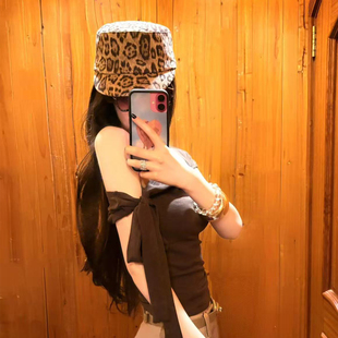 复古老钱风豹纹平顶马术帽女秋时尚 百搭显脸小贝雷帽气质报童帽子