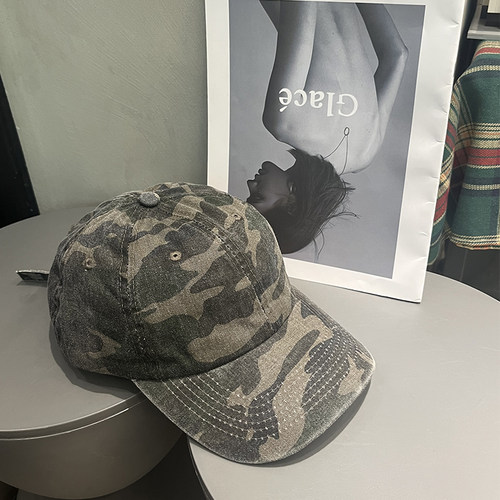 迷彩棒球帽宽檐显脸小鸭舌帽百搭