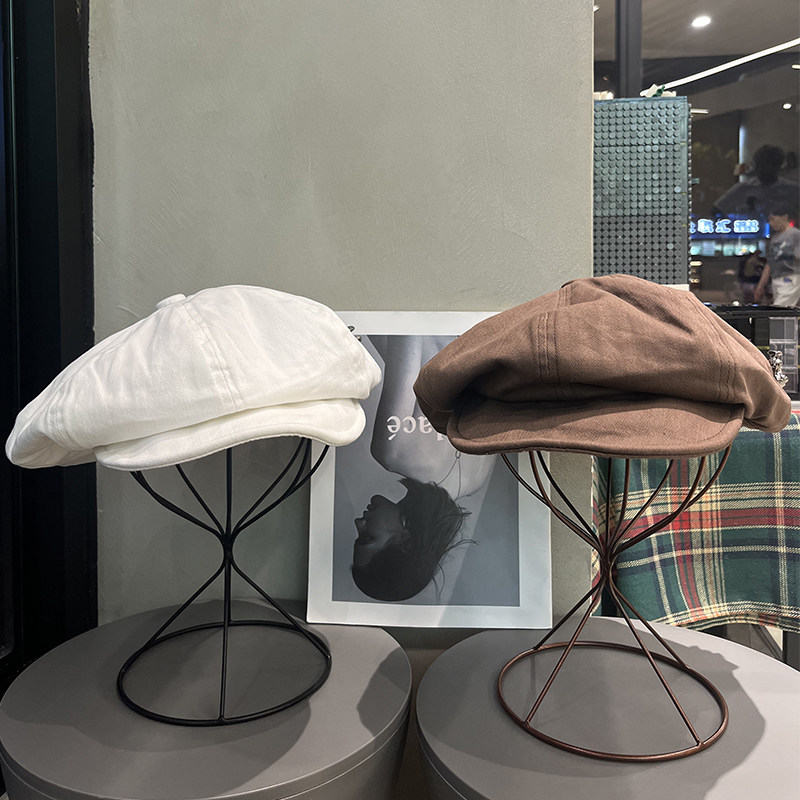 大头围棉麻贝雷帽日系女生显脸小