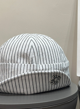 日系复古条纹报童帽女全棉透气文艺百搭十字架翻檐显脸小画家帽子