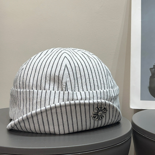 日系复古条纹报童帽女全棉透气文艺百搭十字架翻檐显脸小画家帽子