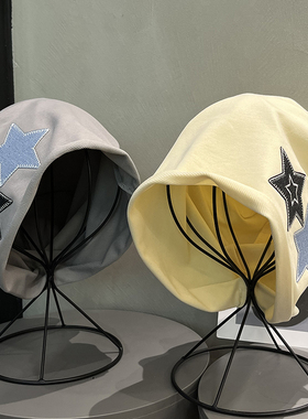 2023新款y2k星星贴布日系堆堆帽女春夏素颜遮脸显脸小包头冷帽子