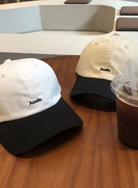 鸭舌帽防晒Austin棒球帽女夏款宽帽檐大头围帽子韩版遮阳字母刺绣