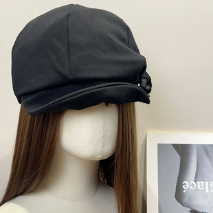 日系复古简约全棉贝雷帽女夏遮阳春秋新款 显脸小文艺八角画家帽子