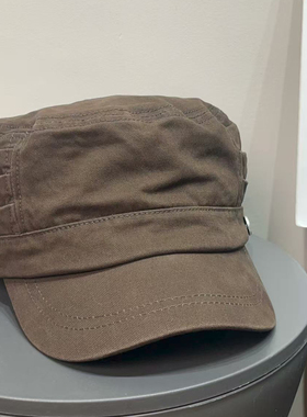 早秋日系复古褶皱水洗鸭舌平顶帽女百搭休闲宽檐显脸小贝雷帽子潮