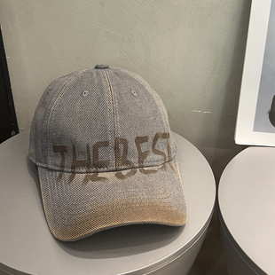 复古水洗棒球帽女春夏防晒美式 百搭鸭舌帽子潮 辣妹显脸小字母韩版