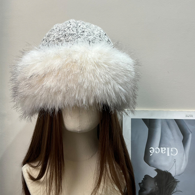 复古长白山毛绒公主帽女秋冬防寒保暖显脸小雪乡漠河旅游渔夫帽子