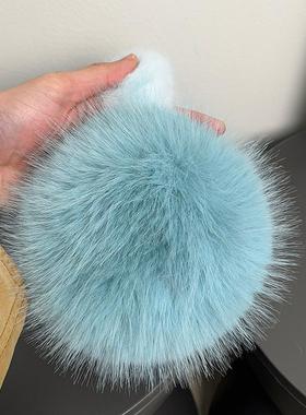 冬季禾木雪山蓝色兔毛耳罩女毛茸茸可爱学生骑车保暖防寒耳套耳捂