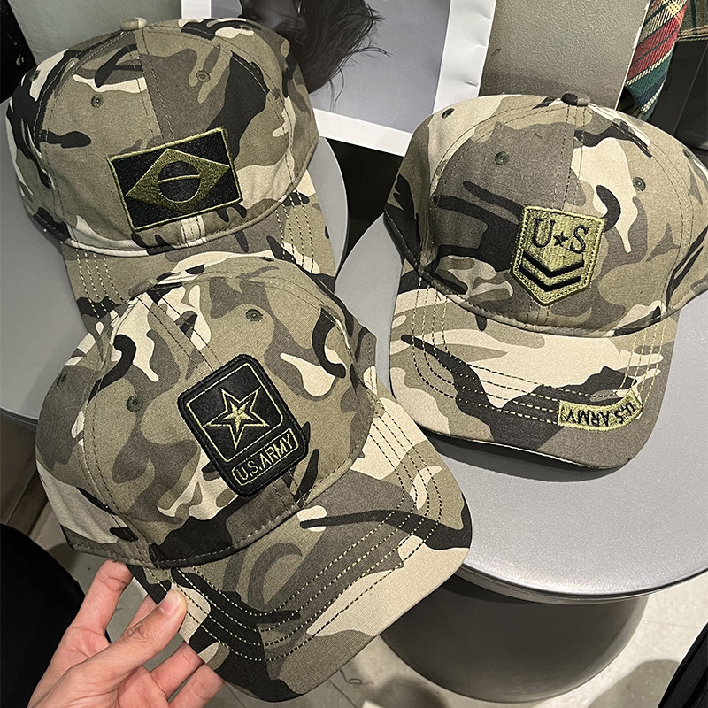 户外迷彩棒球帽女小众简约百搭个性复古刺绣夏日遮阳鸭舌帽子男潮