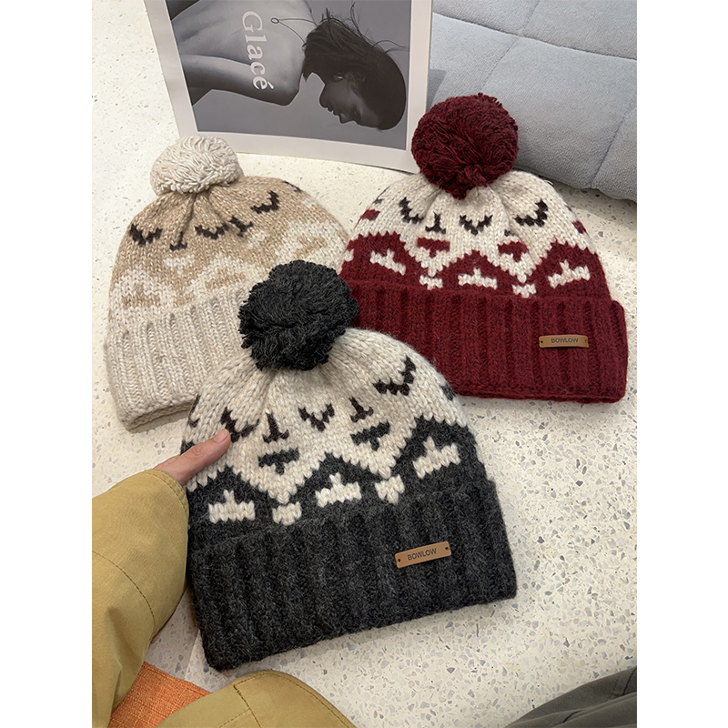 大头围毛线帽韩版ins女秋冬保暖