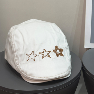 千禧辣妹复古重工刺绣星星前进帽女春夏百搭遮阳显脸小画家帽子潮