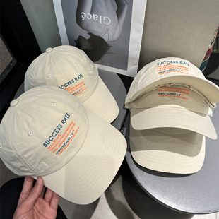 米色23新款 大头围速干棒球帽女夏日遮阳显脸小跑步鸭舌帽子潮 韩版