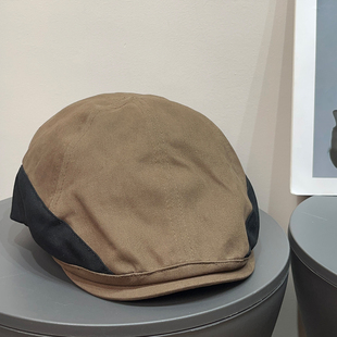 美式 复古全棉拼接鸭舌前进帽女百搭文艺显脸小英伦风报童贝雷帽子
