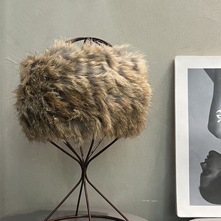 真兔毛仿皮草川西复古旅游拍照帽子女秋冬毛绒绒保暖加厚头套发带