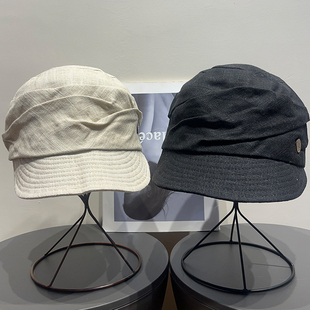 日系棉麻褶皱云朵渔夫帽女春夏百搭文艺复古遮阳显脸小报童帽子潮