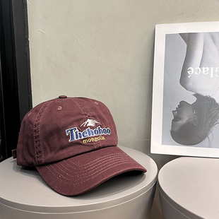 韩版 棒球帽女大头围刺绣宽帽檐鸭舌帽子男百搭休闲显脸小 复古美式