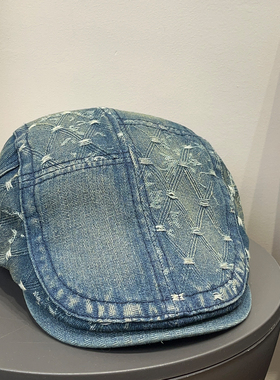 复古怀旧丹宁牛仔前进帽女春夏百搭遮阳防晒显脸小文艺报童帽子潮