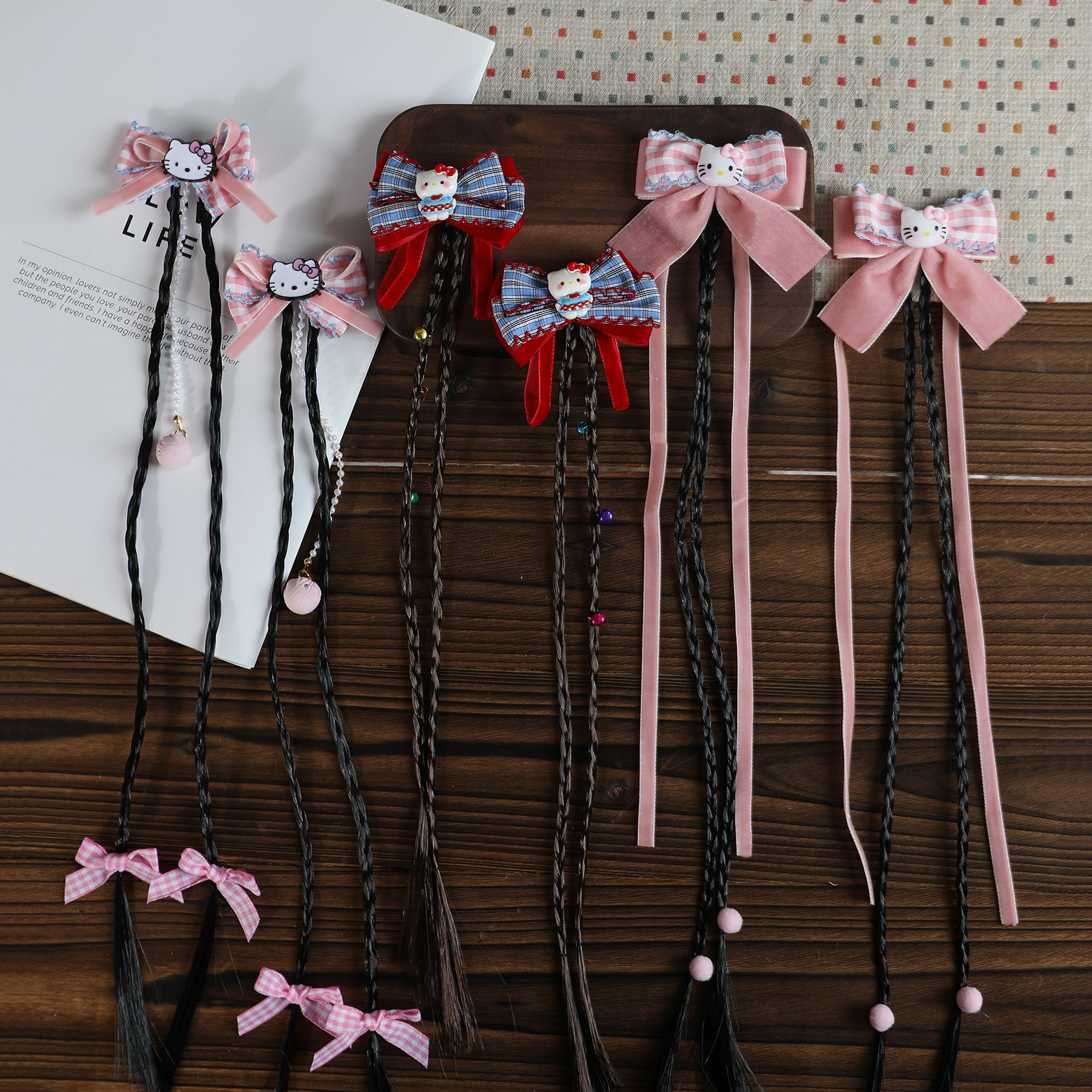 女童可爱吸睛假发辫飘带刘海夹