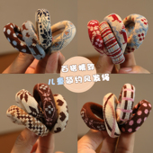 儿童复古费尔岛风加厚毛巾发圈女童高弹力扎马尾头绳百搭耐用皮筋