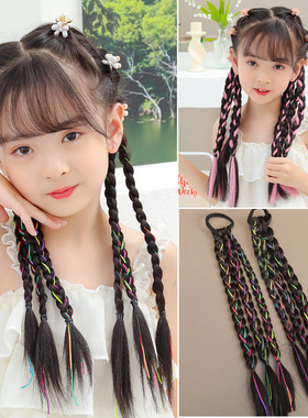 儿童拳击辫假发女马尾长辫甜酷网红麻花脏辫鱼骨辫女童双马尾辫子