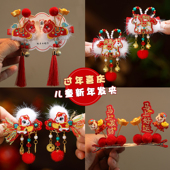 儿童新年喜庆发夹女童发饰中国风刺绣红色发卡马年精致过年头饰