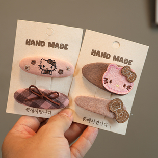 儿童新款卡通KT猫布艺发夹可爱女童不伤发BB夹刘海碎发侧边夹发饰