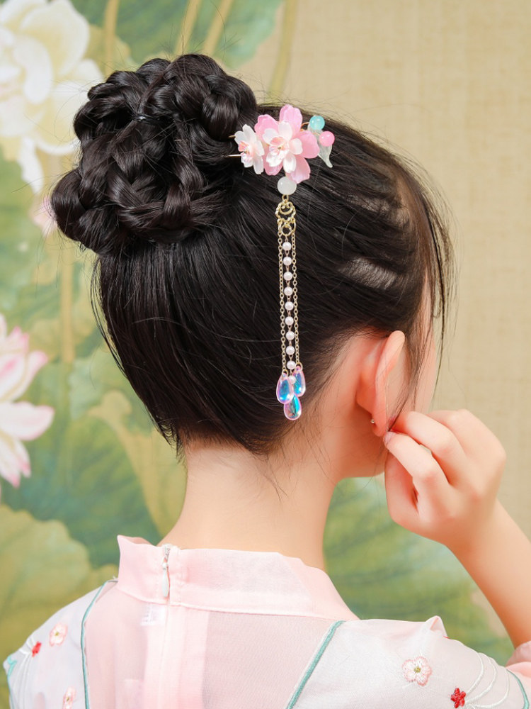 儿童汉服头饰簪子女童盘头发发簪古风中国风步摇古装流苏发钗发饰