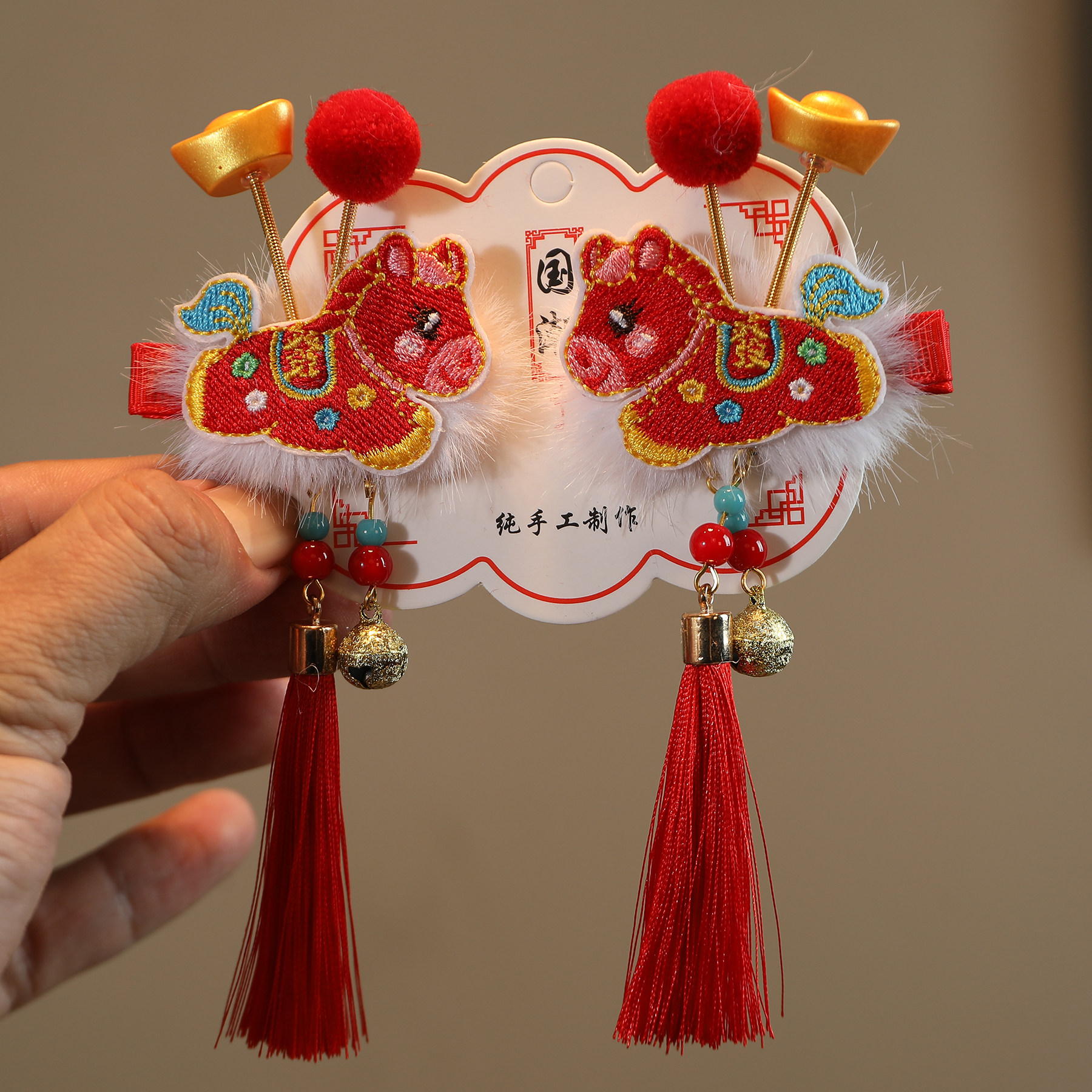 儿童新年红色小马铃铛发夹女童过年发卡可爱喜庆春节拜年头饰发饰,童装/婴儿装/亲子装,发饰,淘宝优惠券,粉丝福利购,淘宝优惠卷