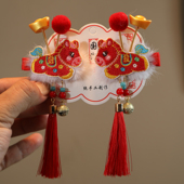 儿童新年红色小马铃铛发夹女童过年发卡可爱喜庆春节拜年头饰发饰
