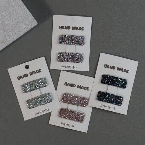 儿童闪闪亮片格利特发夹公主碎发刘海夹女孩简约基础方形BB夹发饰