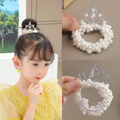 2022年新款 儿童头绳皇冠女童皮筋不伤发珍珠扎头发丸子头发圈发饰