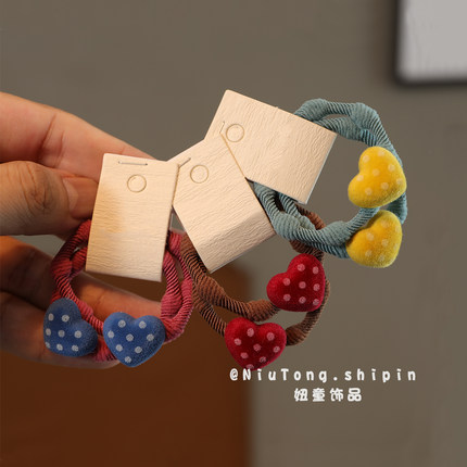儿童波点爱心发圈女童扎发高弹不伤发皮筋小女孩出行百搭头饰发饰