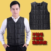 Người đàn ông trung niên xuống áo vest cotton mùa thu và mùa đông Người mẫu trung niên áo vest đen ấm áo vest cha vest - Dệt kim Vest