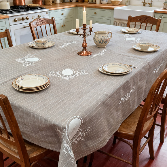 法式高级雨露色色织亚麻刺绣复古轻奢简约长方形桌旗餐桌布茶几布,居家布艺,桌布,淘宝优惠券,粉丝福利购,淘宝优惠卷