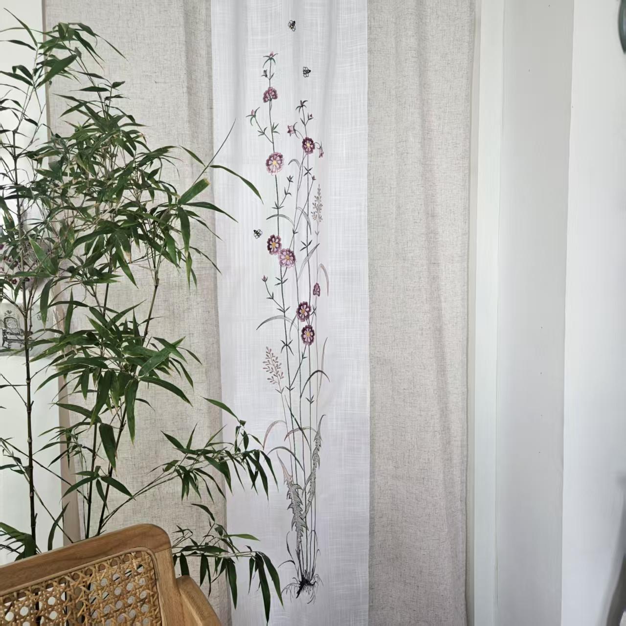 免打孔田园风蜜蜂竹节麻门帘