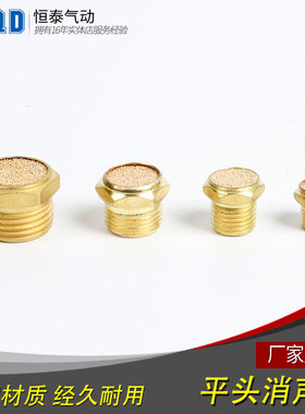 短头平头消声器BSM-PT M5 1/8 1分 G1/4 2分 3分 4分 铜螺纹