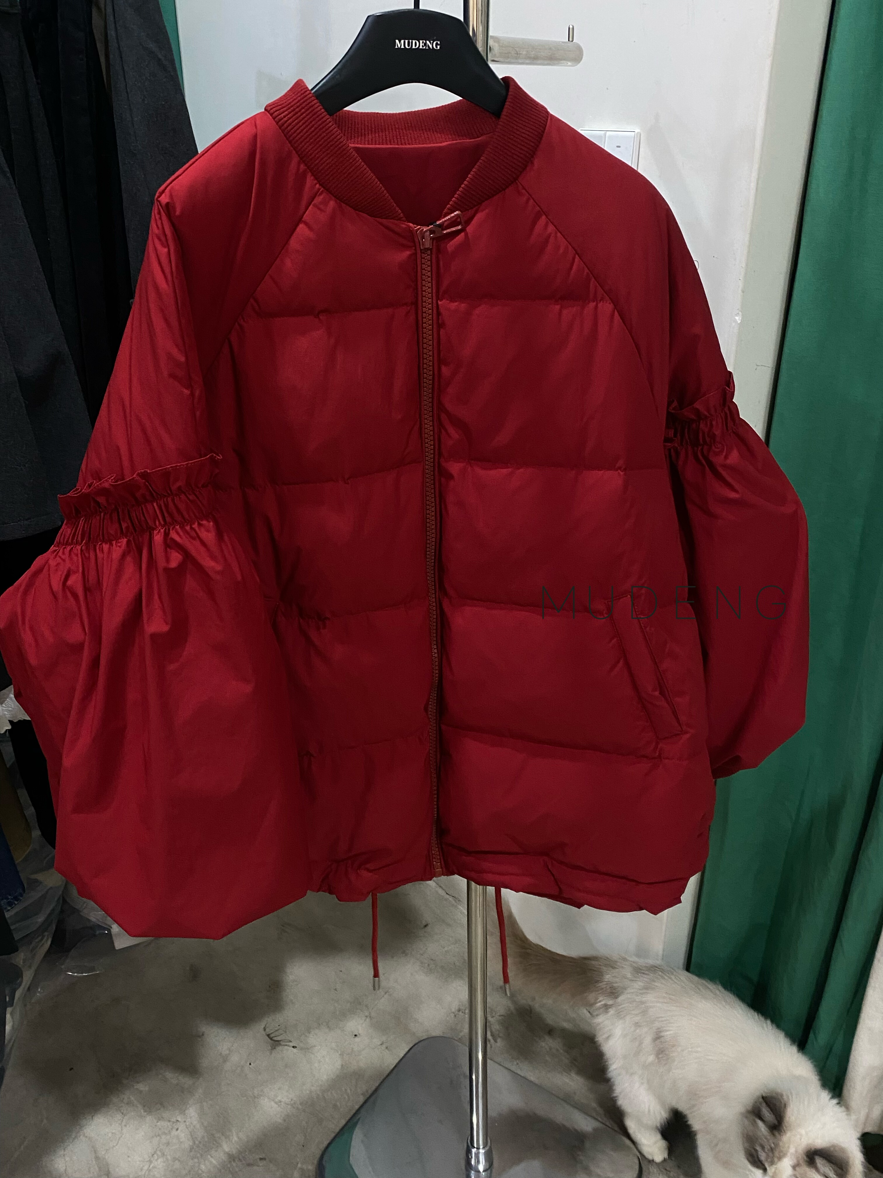 欧货花苞袖95白鸭绒羽绒服女冬季新款宽松加厚保暖面包服外套