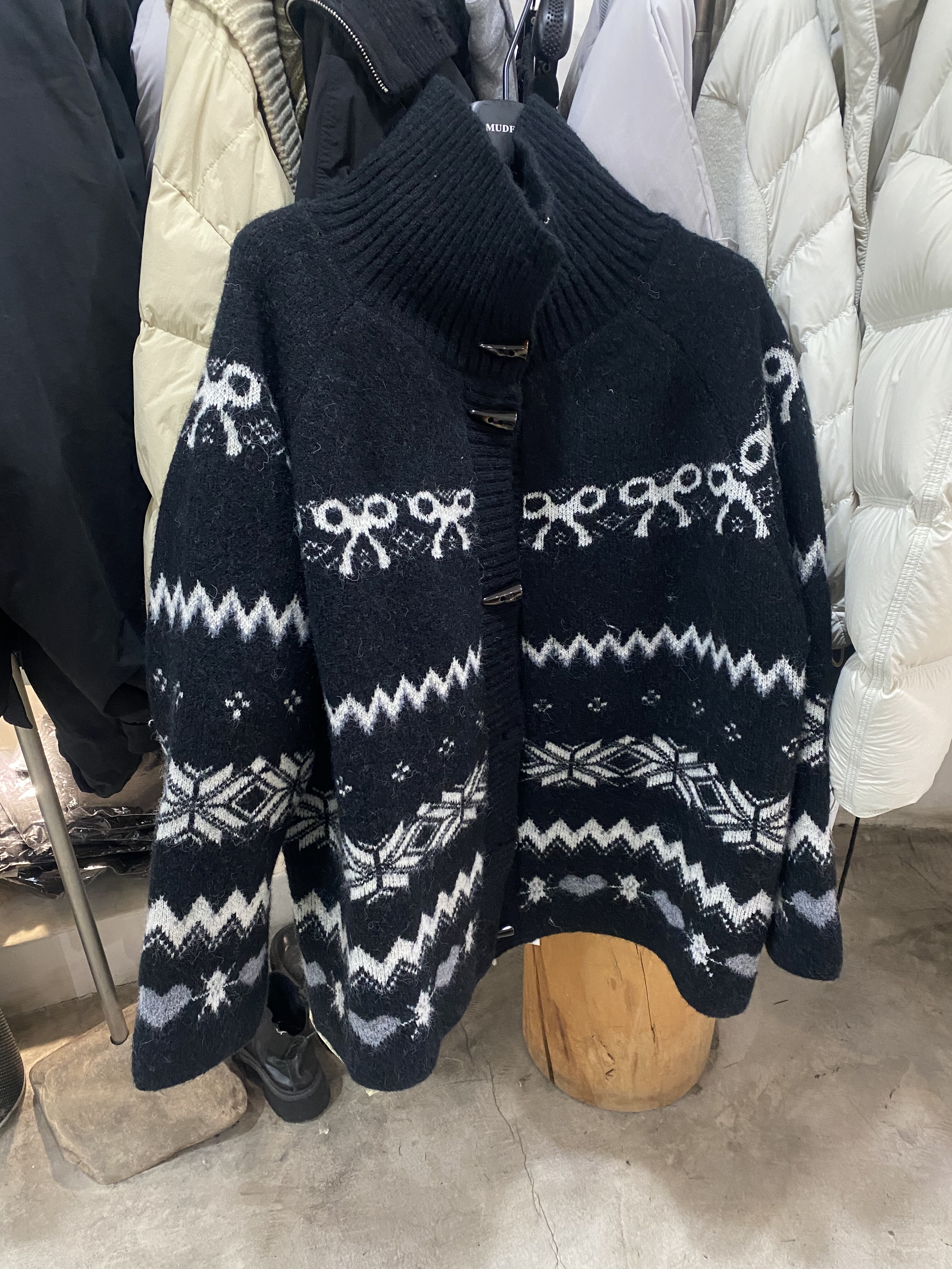 高级感费尔岛提花毛衣女秋冬新款宽松慵懒风针织开衫外套