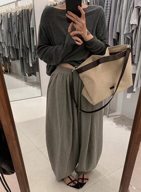 【正品】羊毛亚麻宽松大版休闲裤.MUDENG秋季韩版显瘦百搭潮