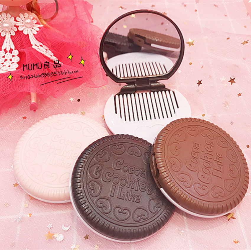 MUMU良品 仿真奥利奥巧克力饼干镜梳 化妆镜随身镜子梳子动漫周边