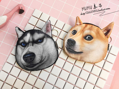 MUMU良品 doge神烦狗柴犬哈士奇软妹零钱包 精神污染动漫魔性钱包