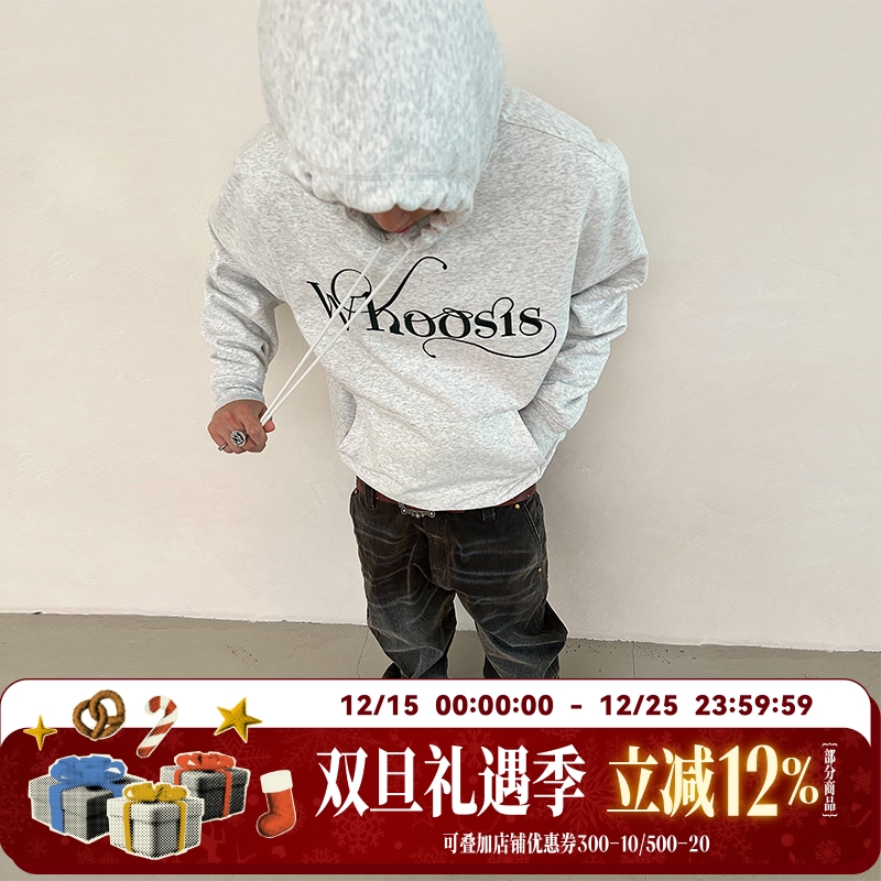 WHOOSIS（不知其名）浪漫字体帽衫连帽卫衣春秋冬男女情侣校园潮