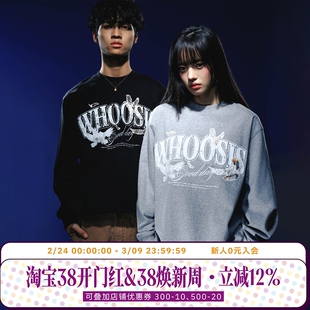 WHOOSIS（不知其名）鸽子蕾丝贴布长袖T恤秋季百搭打底校园情侣潮